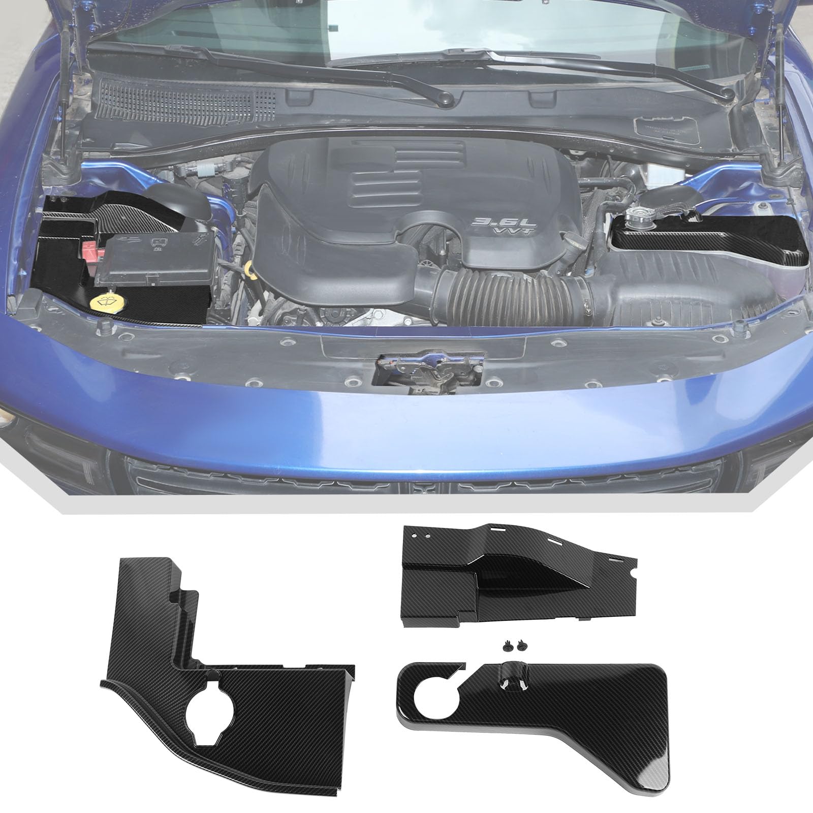 Amazon.com: JeCar 3pcs Carbon Fiber Hood Engine Bay Cover Trim Kit